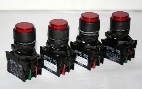 (4 LOT )  Red Momentary Switch  Allen Bradley 800E-3X01 Ser. A