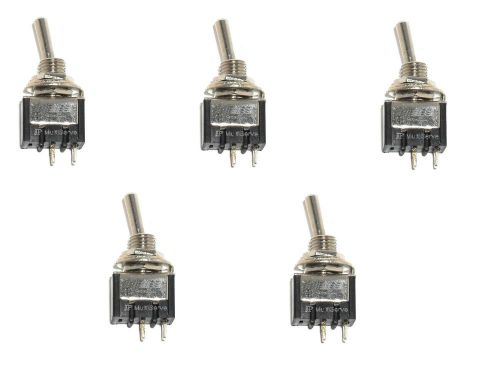 Lot of FIVE ON-OFF SPST Mini Toggle Switches ON/OFF