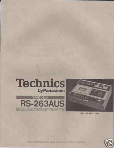 PANASONIC OWNERS MANUAL RS263AUS RS-263 FREE USA SHIP