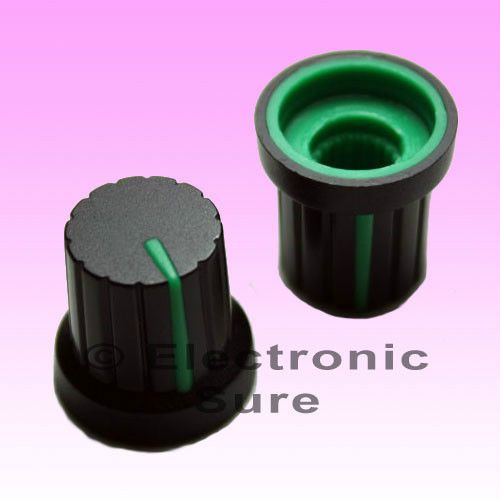 20 x knob black with green mark for potentiometer pot 6mm shaft size for sale