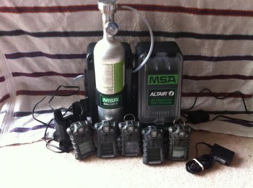 Lot (5) msa altair 4x multi gas detector monitors/galaxy calibration unit mint for sale