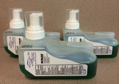 lot of 3, ECOLAB EcoCare 275, one step hand cleaner/sanitizer foam, 25 fl oz