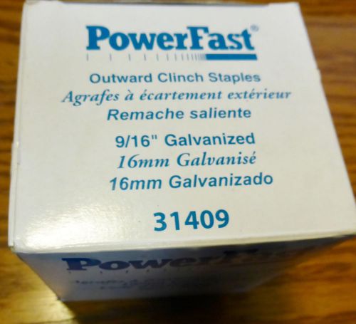 POWERFAST #31409 9/16&#034; OUTWARD CLINCH STAPLE 5,000/BX GALVANIZED