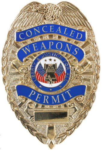 Gold plated zinc concealed weapons permit badge 1946 for sale