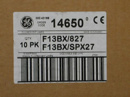 (10) GE Biax T4 13 Watt Compact Fluorescent F13BX/SPX27/827