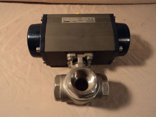 Sharpe 1 1/2&#039;&#039; CF8M 1000PSI Threaded 3-Way Ball Valve With Pneumatic Actuator