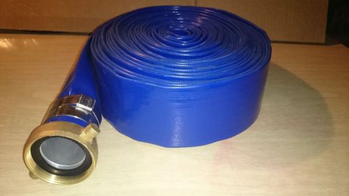 New water pump hose blue layflat 2&#034;x50ft w/ one threaded fitting other end open for sale