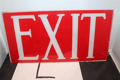 Vintage industrial mid century glass exit sign reverse painted red white nice #8 for sale