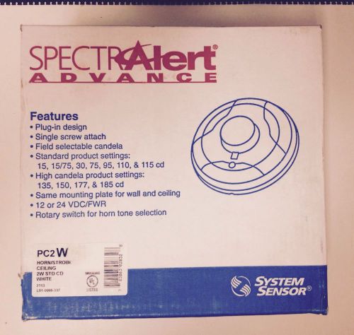 System sensor pc2w horns strobe ceiling white for sale