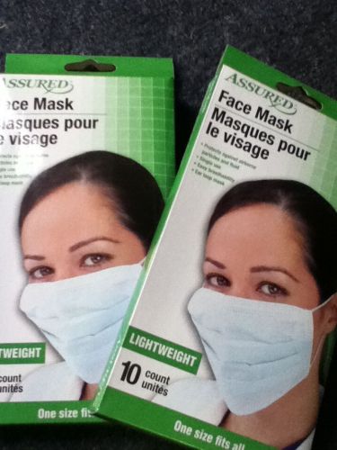 2 X 10 pcs ASSURED Disposable Face Mask Flu Dust Cold Filter Mouth Cover