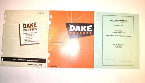 DAKE PRESS CATALOG 350 &amp; 350A +1959 PRICE LIST #RR276 hydraulic Arbor