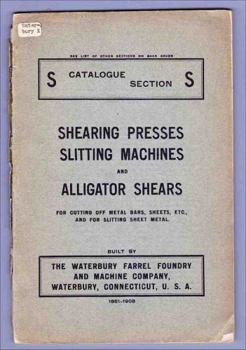 1908 waterbury farrel foundry and machine co. catalogue - original for sale