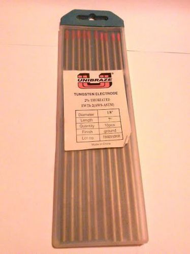 EWTh-2 X 1/8&#034; X 7&#034; X 10 Pack (2% Thoriated) Unibraze Tungsten Electrodes