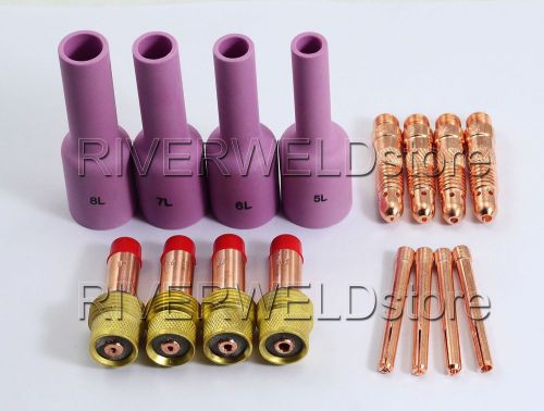 Tig kit &amp; tig gas lens kit fit tig welding consumables wp 17 18 26 series 12pcs for sale