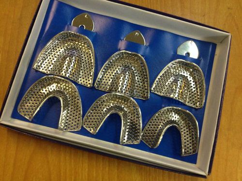 6Pcs Dental Impression Trays set Trays-Stainless Solid Denture Instruments HU-1