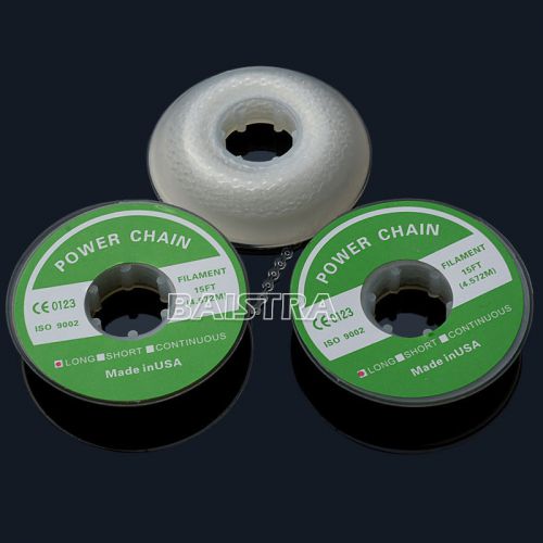 NEW 3 Rolls of Dental Orthodontic Elastolink chain (Clear) long size