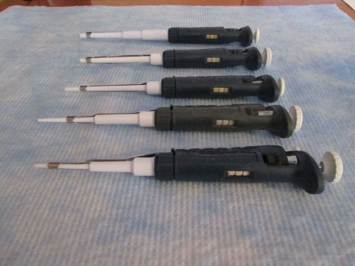 Gilson Pipetman Set Micropipette P2, P20, P100, P200, + P1000 CALIBRATED Lot 14