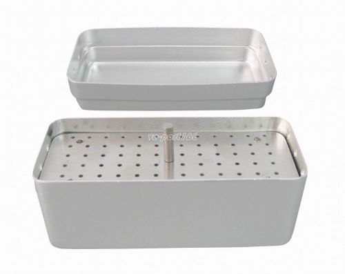 10PCS 72Holes Dental Bur Disinfection Box Sterilizer Case Dual core B044a Silver