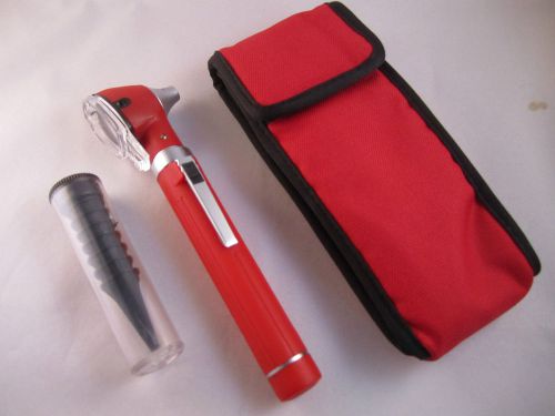 Mini fiber optic otoscope diagnostic ent set red -vetkare for sale