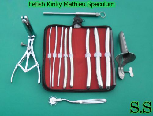 Fetish Kinky Mathieu Speculum, Collins Medium, Hegar Dilator, Pinwheel,Vibrator