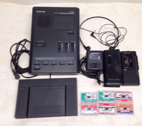 PEARLCORDER T-1000 MICRO CASSETTE TAPE TRANSCRIPTION PEDAL - HEADPHONES -TAPES