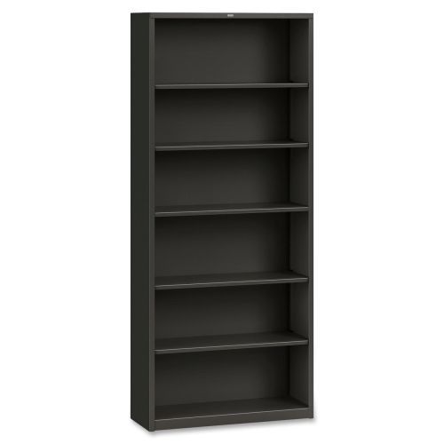 Metal Bookcase, Six-Shelf, 34-1/2w x 12-5/8d x 81-1/8h, Charcoal