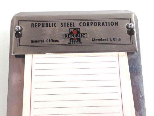 VTG REPUBLIC STEEL CORP CLEVELAND OH DESKTOP METAL CLIPBOARD NOTEPAD