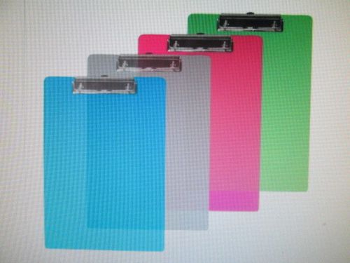 PLASTIC CLIP BOARD STANDARD SIZE / L. PROFILE/  ASSORTED COLORS.(PER LOT OF 48)