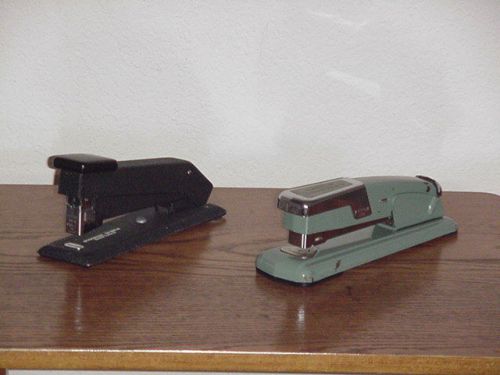 Lot of 2 vintage oakland schools desk staplers for sale