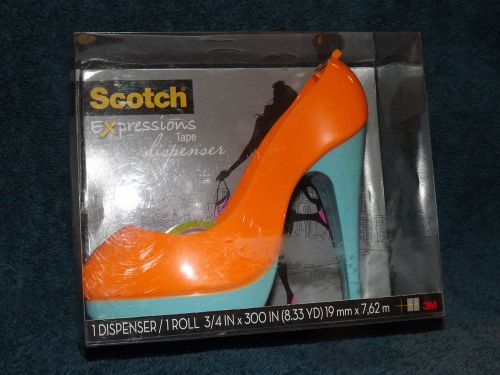 SCOTCH EXPRESSIONS TAPE DISPENSER 2 TONE ORANGE/TURQ. SHOE HIGH HEEL NEW IN BOX