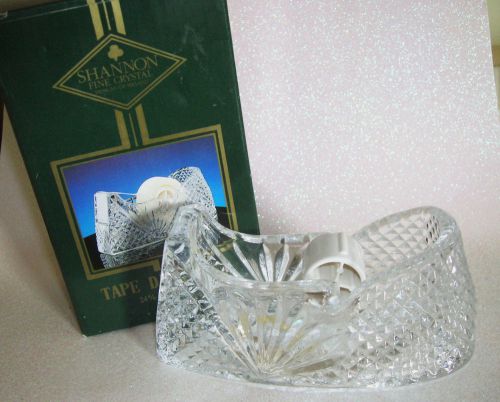 new Shannon Tape Dispenser 24% lead fine crystal Godinger stamp desk Ireland NIB