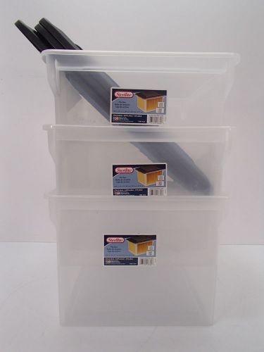 Sterilite Storage File Box 3-Pack Clear w/ Black Lids