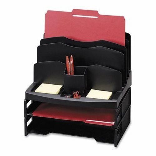 Sparco Organizer, w/2 Letter Trays, 9 Comp,13-1/8&#034;x9-7/8&#034;x14&#034;, BK (SPR26372)