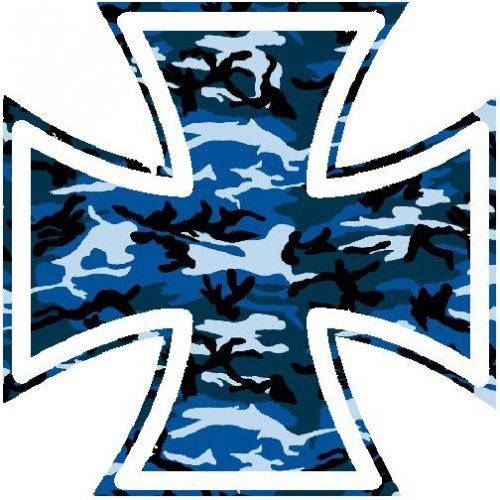 30 Custom Blue Camo Iron Cross Personalized Address Labels