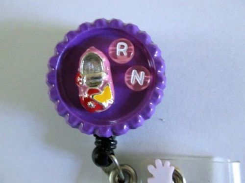 RN BABY SHOE ID BADGE RETRACTABLE REEL HOLDER,MEDICAL,TEACHER,NURSE,HOSPITAL