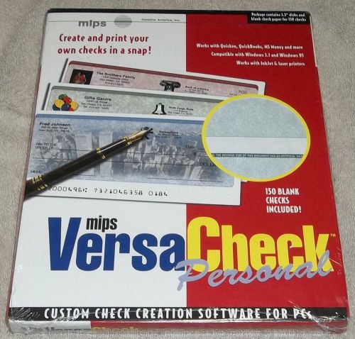 Mips VersaCheck Personal - 150 Blank Checks + Software For Win 3.1 &amp; 95 NEW