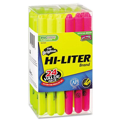 Avery HI-LITER Highlighter, Chisel Tip, 20 Yellow/4 Pink, 24/Pk - AVE29861