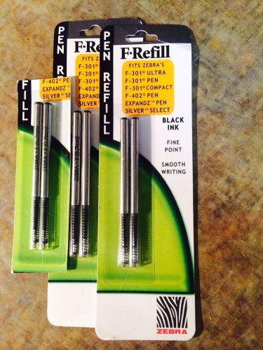 Zebra Fine Point Black Ink F-Refill Lot 2