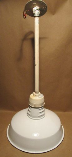 14&#034; VINTAGE WHITE HANGING CEILING PORCELAIN LIGHT INDUSTRIAL GARAGE BARN