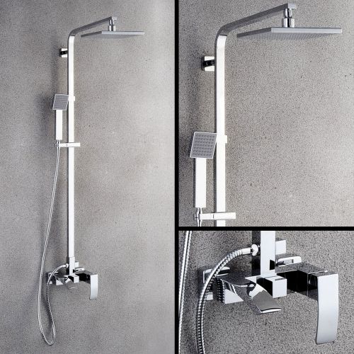 Contemporary Chrome Shower System Rain Shower Head &amp; Hand Shower Free Shipping