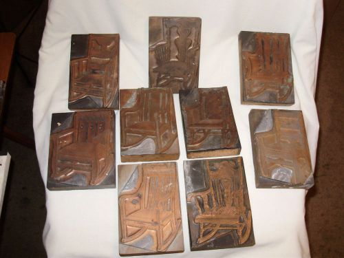 antique - printer&#039;s line cut engraving printers block - Set of 9 - Various Chair