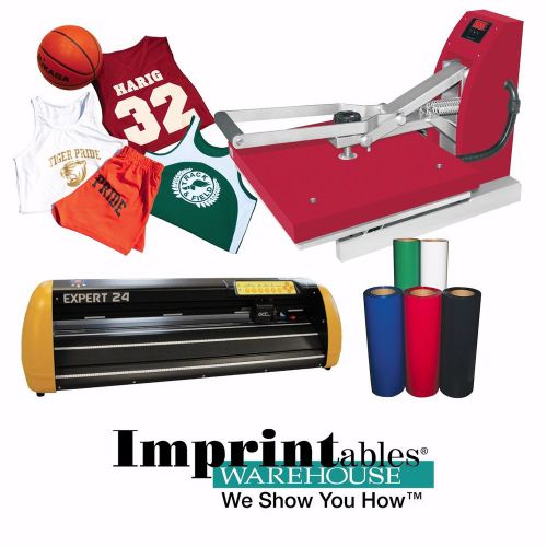 GCC Expert Vinyl Cutter &amp; Red Press Package and Heat Transfer Supplies