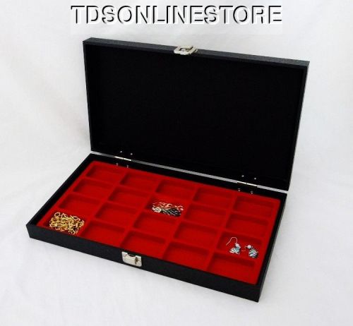 20 SLOT TRAVELING WOOD CASE FOR EARRINGS AND OTHER TYPES OF JEWELRY RED