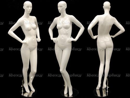 Female Fiberglass Mannequin Glossy White Abstract Fashion Style #MC-ANNA03