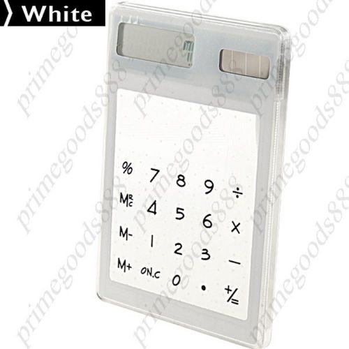 Thin Compact Transparent Clear Touch Screen Solar Calculator Calculating White