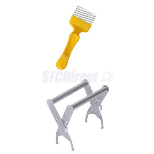 Stainless steel bee hive frame holder lifter capture grip tool + uncapping fork for sale