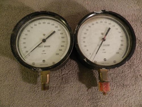 Lot of 2 USG 1000psi &amp; 2000psi High Pressure Test Gauges