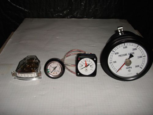 Lot of 4 - 2 NKS 42020 - mmH2O &amp; 2 Koganei GS1-50 - MPa - Pressure Guage Psi