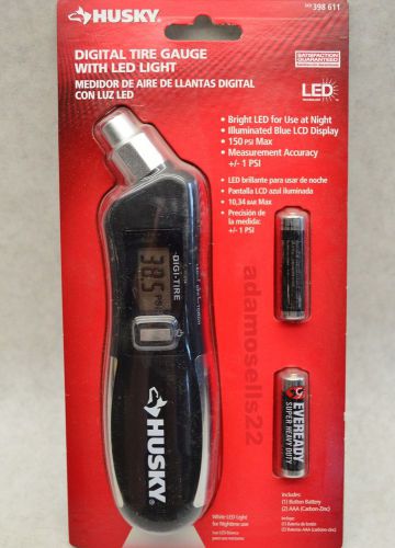 NEW HUSKY DIGITAL LED TIRE GAUGE, 2-150 PSI, CAR TRUCK AUTO AIR PRESSURE CHECK