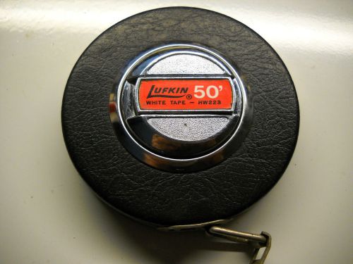 VINTAGE LUFKIN HW223 WHITE ENGINEER TAPE MEASURE 50&#039;  EXCELLENT CONDITION